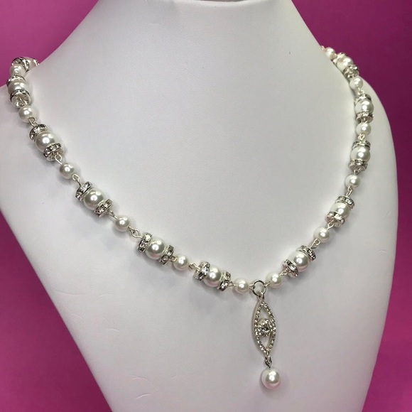 Handmade NWT Evil Eye Rhinestones & Pearls Necklace 🦄3 for $15 or 4 for $20 🦄 - Picture 7 of 7